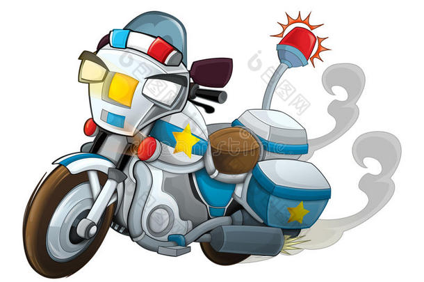 卡通警察摩托车隔离
