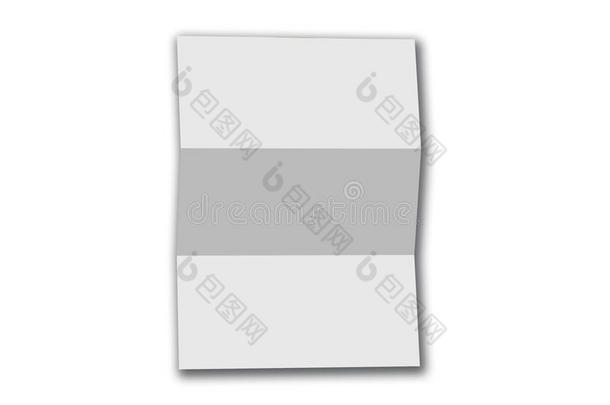 空白三倍白色模板纸隔离在白色背景上