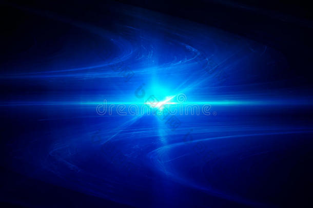 蓝色圆形辉光波。 照明效果抽象背景。