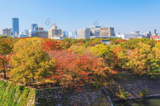 大阪城市景观的鸟瞰图