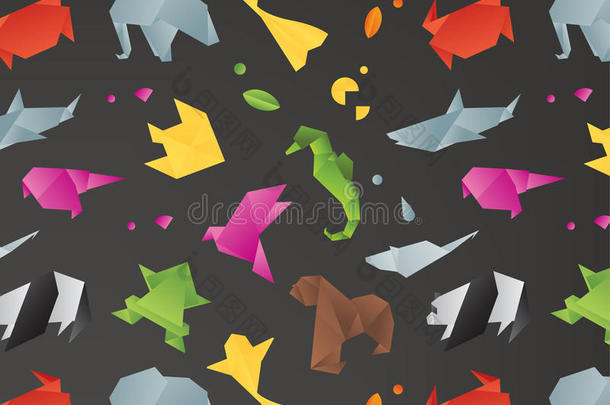 动物折纸图案黑色