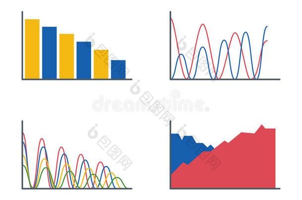 业务数据图分析元素条形图图和平面图标信息图形设计孤立的表示