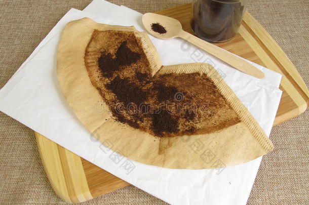 干燥的旧咖啡渣，用于剥皮，清洗剂或肥料