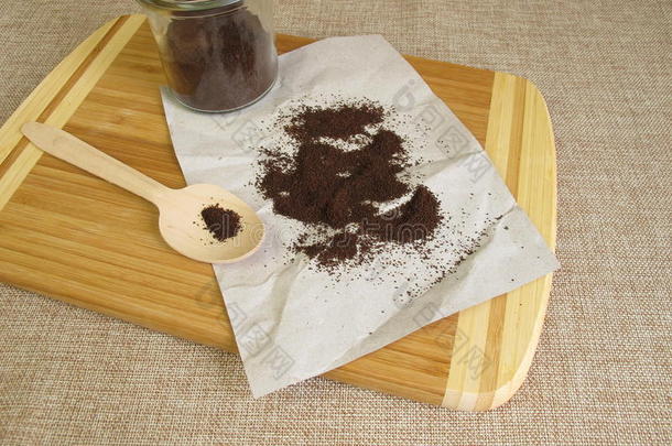干燥的旧咖啡渣，用于剥皮，<strong>清洗剂</strong>或肥料