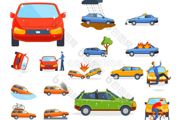 汽车碰撞交通保险安全汽车紧急灾害和紧急灾害速修运输