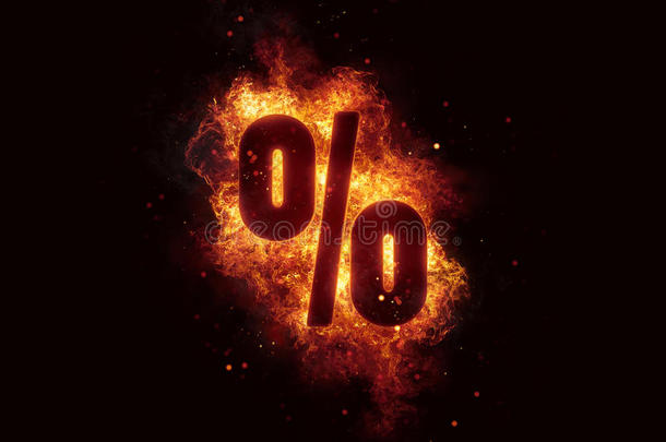 火灾标志百分比文字在火灾火焰爆炸燃烧