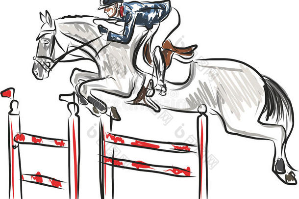 马术运动-骑马跳跃表演