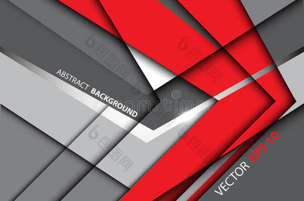 抽象红色箭头灰色设计技术现代背景矢量。