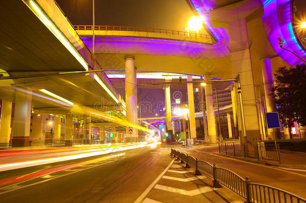城市道路立交桥高架桥夜景