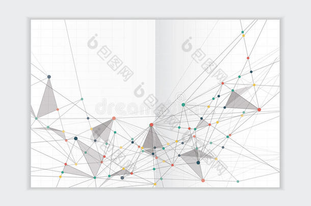 摘要背景年报模板，几何三角形设计业务手册封面