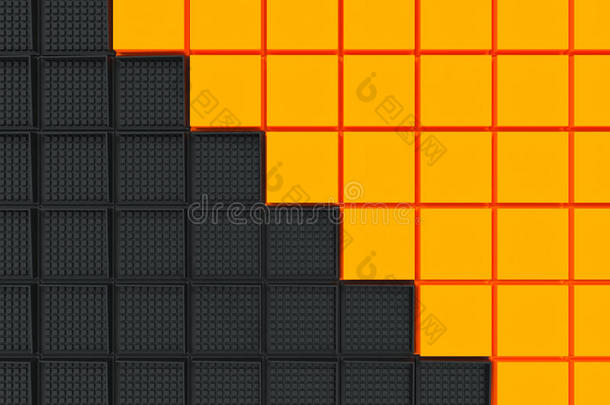 由黑色和橙色方形制成的未来工业背景