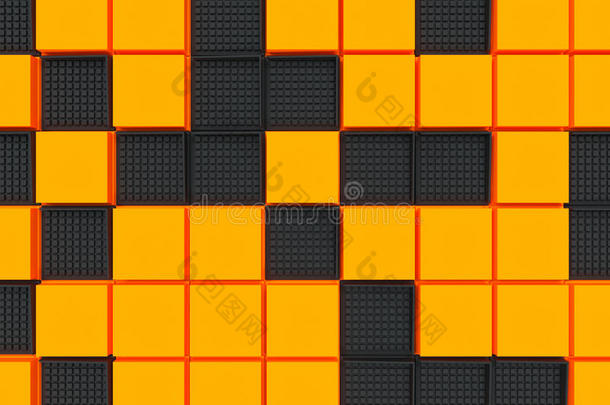 由黑色和橙色方形制成的未来工业<strong>背景</strong>