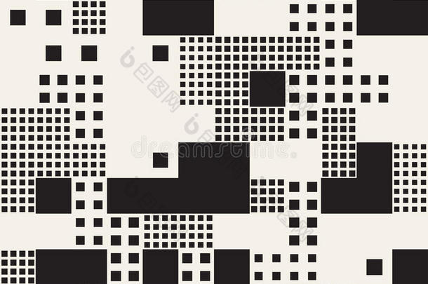 无止境的抽象背景与随机大小的方块。 矢量无缝图案。