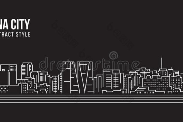 城市景观建筑线艺术矢量插图设计-雷吉纳市