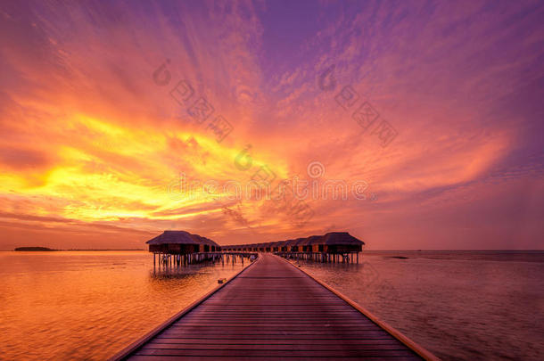 马尔代夫海滩日落