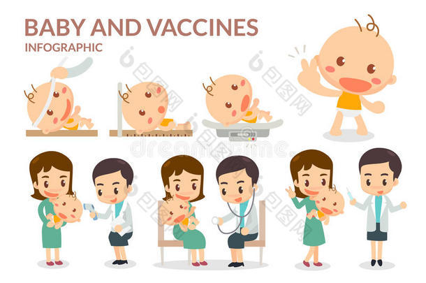 婴儿和疫苗。 接种疫苗。