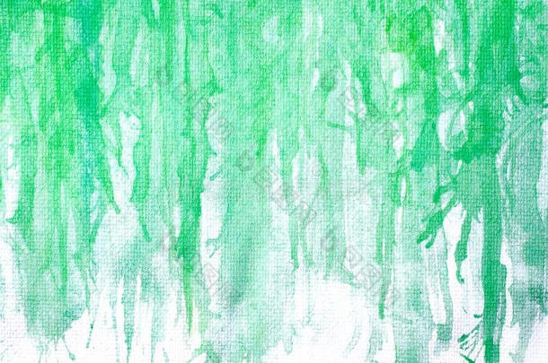 抽象手绘绿色水彩画在<strong>画纸</strong>背景和<strong>纹理</strong>上。