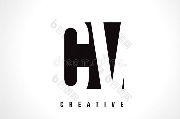 cvcv白色字母标志设计与黑色正方形。