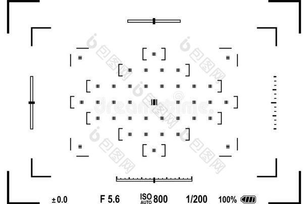 相机取景器。 相机的聚焦屏幕。 你的设计模板。 EPS10插图