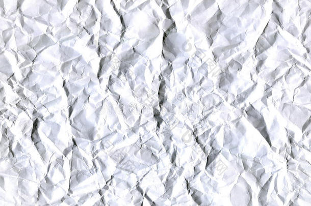 皱巴巴的白纸纸的抽象白色背景