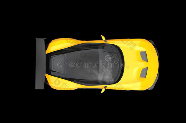 黑色和黄色令人敬畏的现代赛车-顶级景观