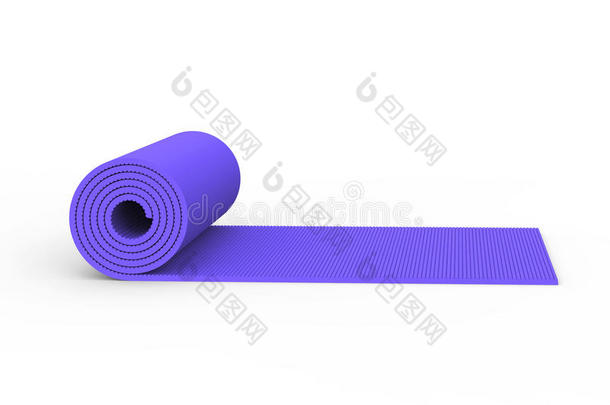 三维插图<strong>紫色瑜伽</strong>垫