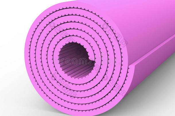 三维插图粉红色瑜伽垫