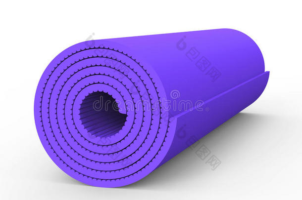 三维插图<strong>紫色瑜伽</strong>垫