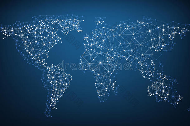 全球网络网格。 地球地图。