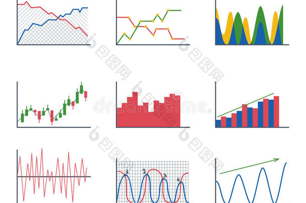业务数据图分析元素条形图图和平面图标信息图形设计孤立的表示