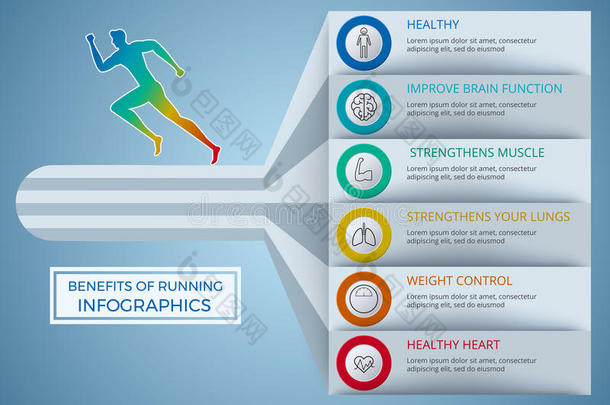 运行信息图形的好处。 健康的生活方式概念。