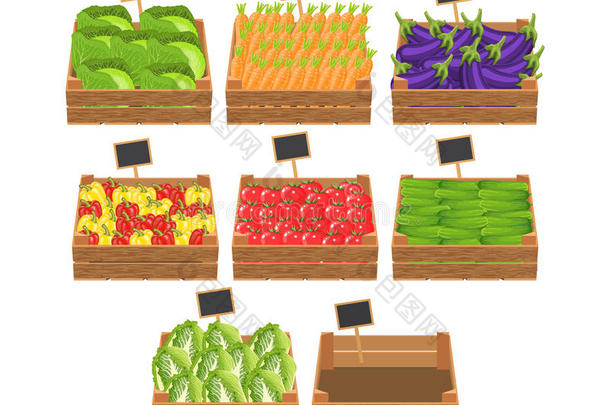 带新鲜蔬菜的板条箱。