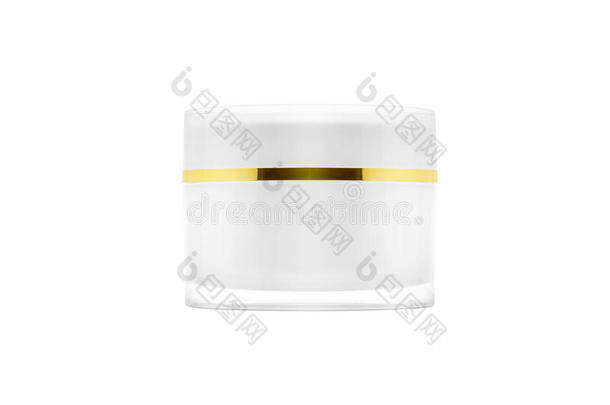 空白包装白色化妆品奶油罐隔离在白色背景上