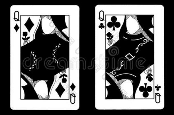 四个皇后在一排扑克牌