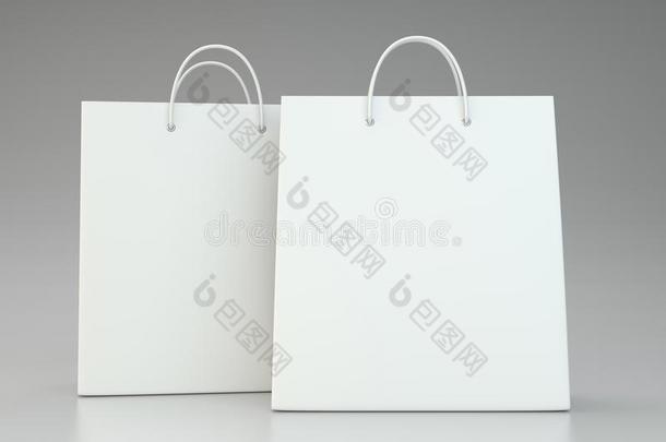 灰色的空购物袋用于广告和<strong>品牌宣传</strong>。 三维渲染