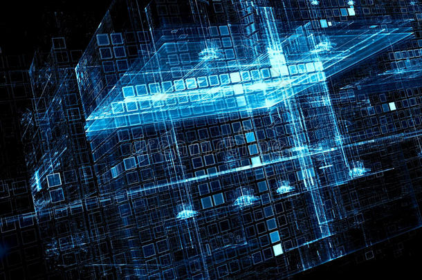 未来主义立方体-抽象数字生成的图像