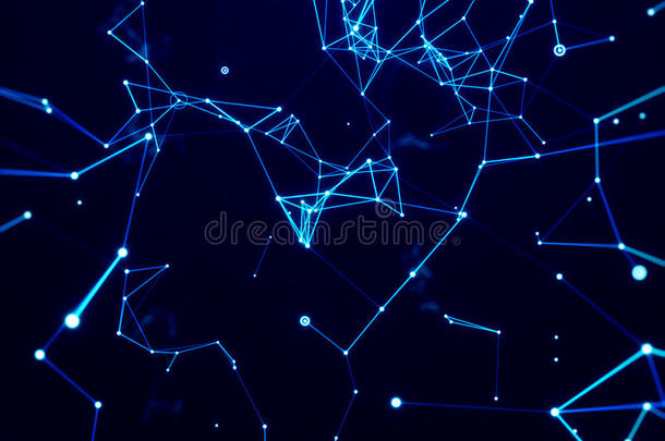数字网络连接线抽象背景，蓝色主题