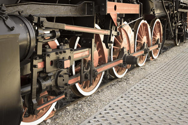 波兰蒸汽机车的细节。