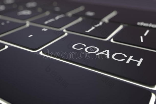 黑色发光电脑<strong>键盘</strong>和教练键。 概念三维渲染