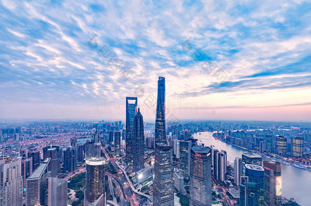 上海城市的鸟瞰。