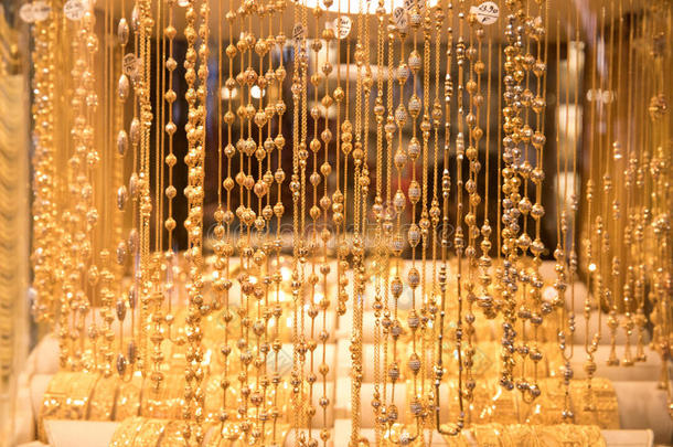 迪拜黄金苏克的黄金珠宝。