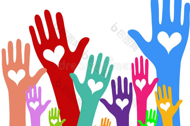 手和心脏捐献者的概念。 善良和慈善矢量情人节图标