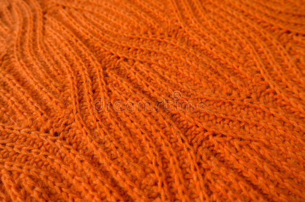 明亮的橙色手工编织织物与辫子<strong>图案</strong>