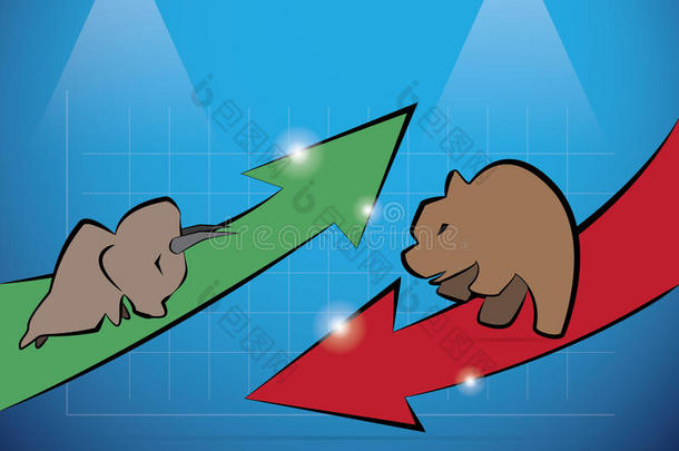 牛市和熊市的金融图表，股票市场和商业概念