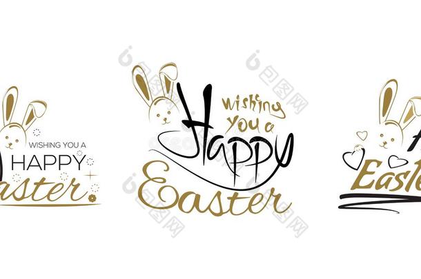 复活节刻字设计与复活节兔子