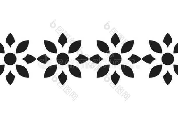 边境的黑色花卉装饰，剪贴簿，贺卡。 矢量插图