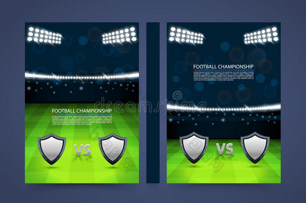 传单足球锦标赛横幅书。 封面匹配A4大小的纸张，模板设计元素，矢量背景
