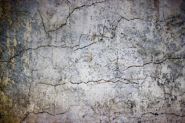 裂缝混凝土墙覆盖灰色水泥纹理作为设计背景