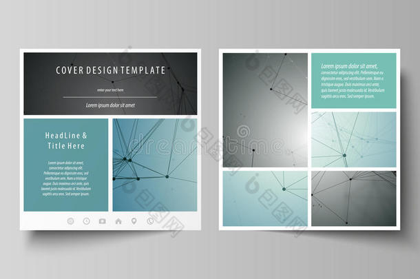 广场设计手册、杂志、传单、报告的业务模板。 传单封面，矢量布局。 几何