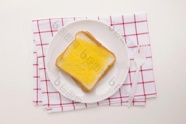 背景面包早餐黄油涂黄油的